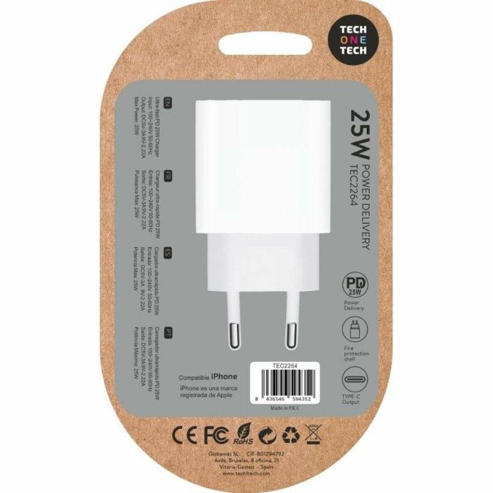 Cargador de Pared Tech One Tech TEC2264 25 W 1 Cargador de Pared Tech One Tech TEC2264 25 W 1