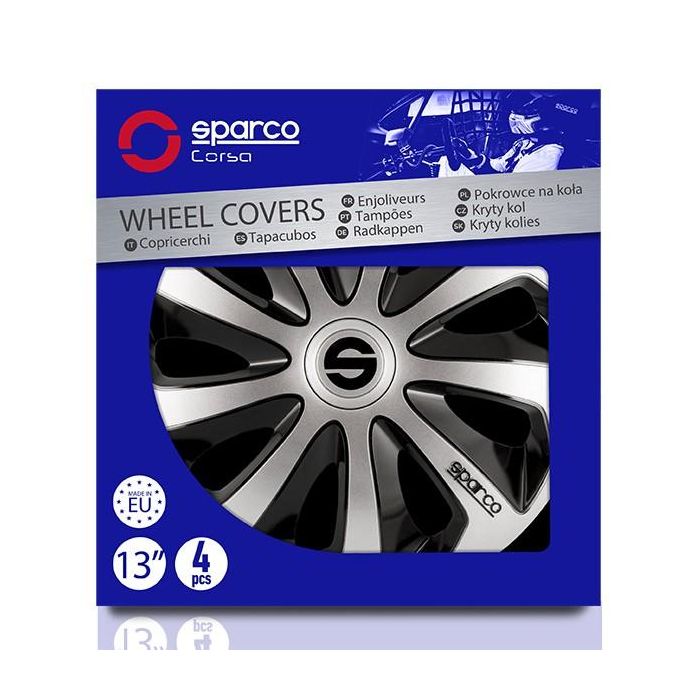 Tapacubos Sparco Sicilia CS5 Negro Plateado 13" 3