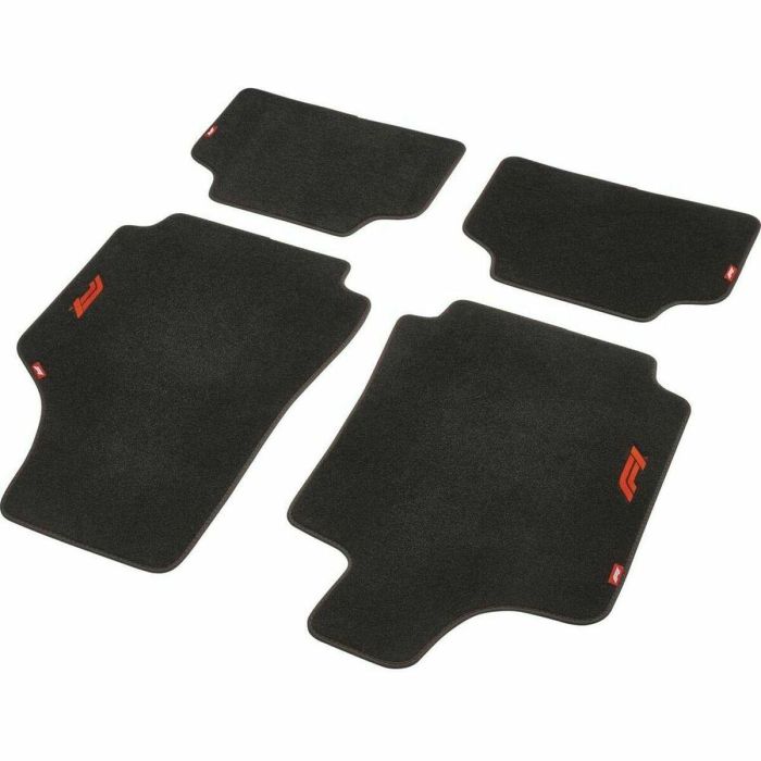 Formula 1 Cm570 F110860 Alfombrillas de Coche 4 Piezas Antideslizantes de Fieltro Poliamida 550g/m² Negro-Rojo Universal para SUV/Coches (Audi, BMW, VW, Mercedes)