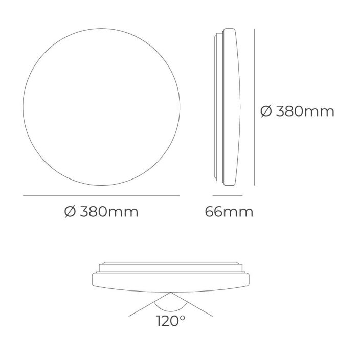 Aplique led circular de superficie 24 W 3cct 2490 lm ø38 x 6,6 cm 3