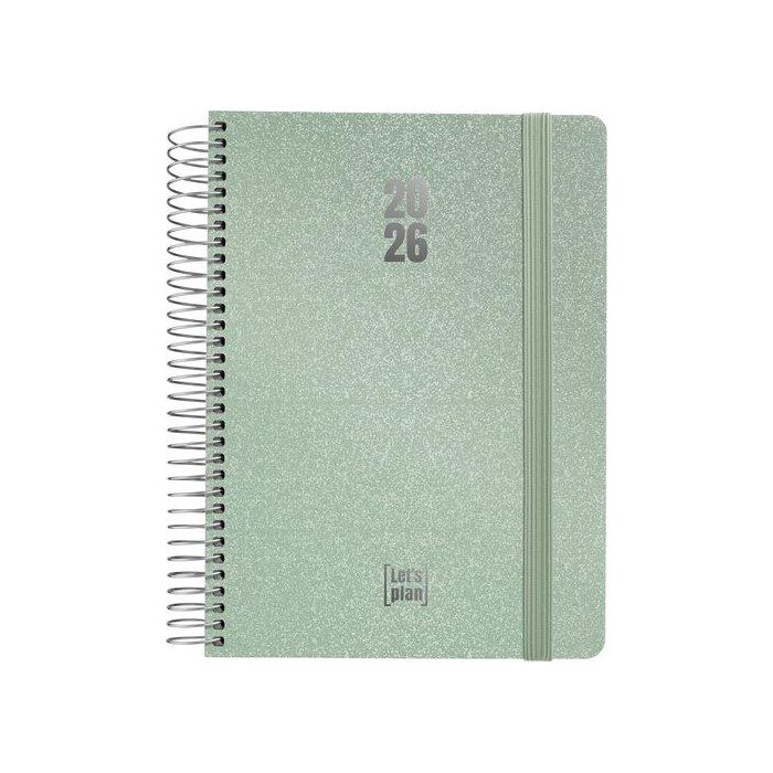 Agenda Anual (2026) Grafoplas Metallic Espiral Tapa Extradura Con Goma A5 210X150 D/P Plata