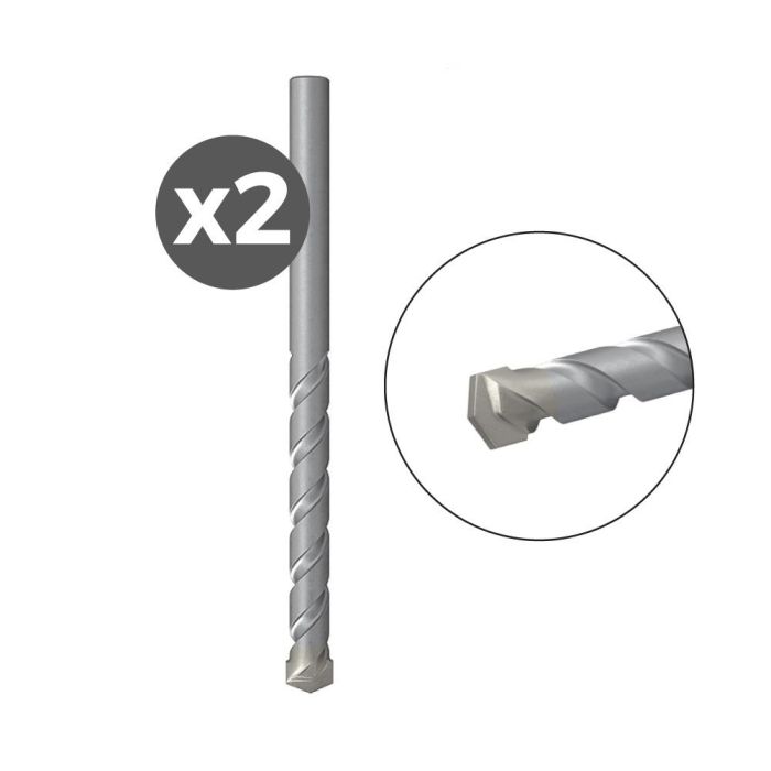 Fischer d-s hm Broca para Piedra Universal Ø4mm x 75mm, Pack 2 Unidades con Punta de Carburo para Percusión y Mampostería