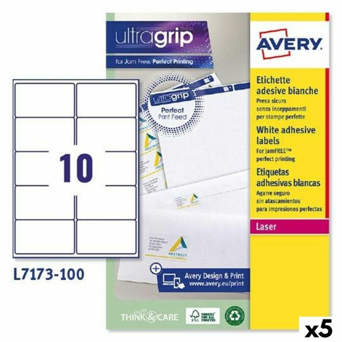 Etiquetas para Impresora Avery L7173 Blanco 100 Hojas 99,1 x 57 mm (5 Unidades)