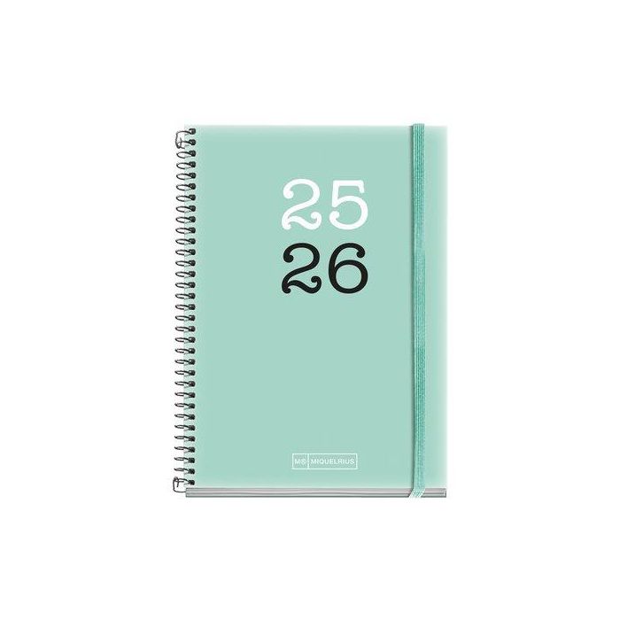 Agenda Escolar (2025-26) Miquelrius College Espiral Tapa Pp Con Goma Activa 8º 117X174 S/V Apais. Aguamarina