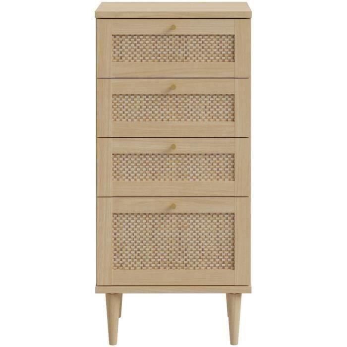 Cómoda - CALASETTEA - 4 cajones - Decoración roble - 50,4 x 41,4 x 108,8 cm 1