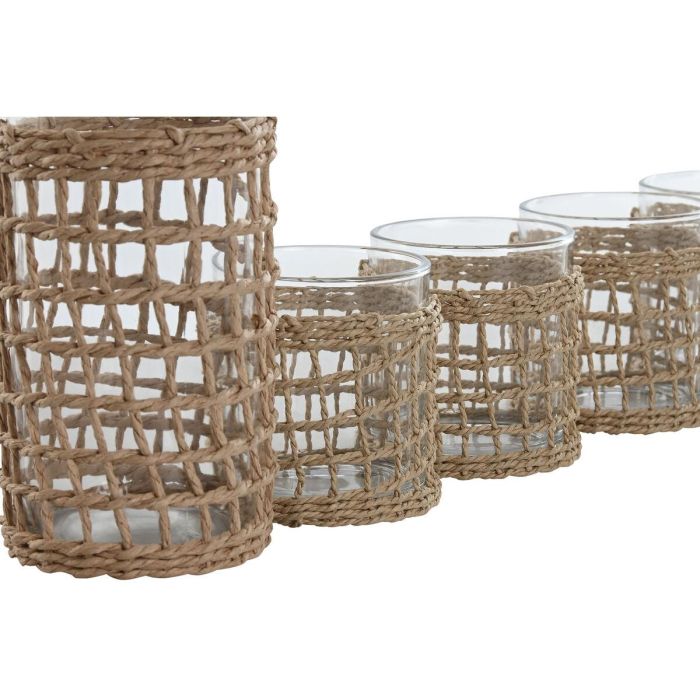 DKD Home Decor Botella Básica Cristal y Fibra Natural Set de 5, Capacidades 1L y 240ml, Apto Lavavajillas, 31.5 cm Alto 2 DKD Home Decor Botella Básica Cristal y Fibra Natural Set de 5, Capacidades 1L y 240ml, Apto Lavavajillas, 31.5 cm Alto 2