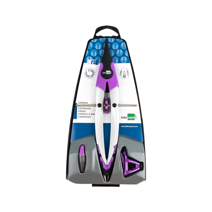 Liderpapel Compás Micrométrico con Bigotera, Adaptador Universal y Minas Colores Surtidos, 18 cm 2