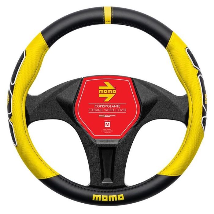 Momo MOMLSWC0FUNBY Funda de Volante Fun Black-Yellow Poliuretano 38-39 cm Universal Deportivo para Coche con Agarre Firme y Confort Momo MOMLSWC0FUNBY Funda de Volante Fun Black-Yellow Poliuretano 38-39 cm Universal Deportivo para Coche con Agarre Firme y Confort