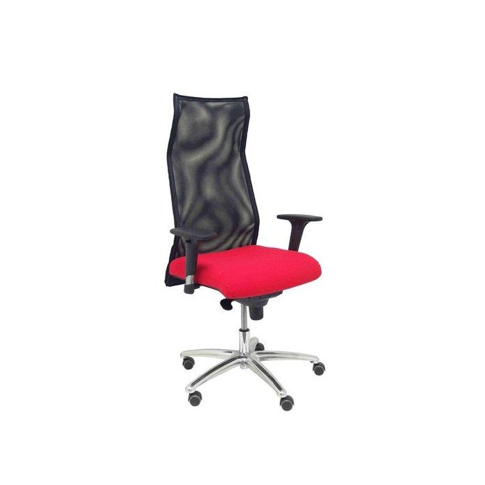 Sillon Piqueras Y Crespo Sahuco Xl Direccion Hasta 160 Kg Mecanismo Sincro Brazos Regulables En Altura Respaldo Malla Transpirable Negra Asiento A Medida Con Espuma Viscoelastica Y Tapizado Bali Rojo