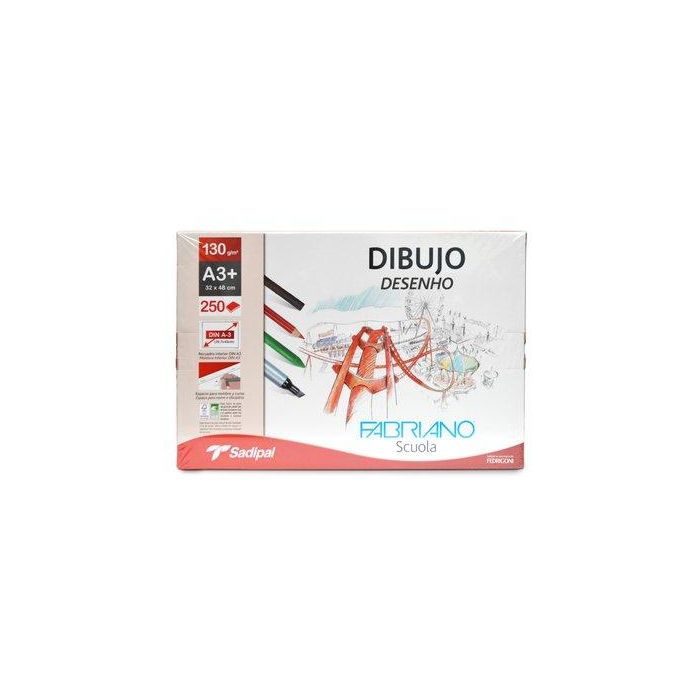 Lamina De Dibujo Fabriano 130G A3+ Grano Natural Recuadro Caja De 250