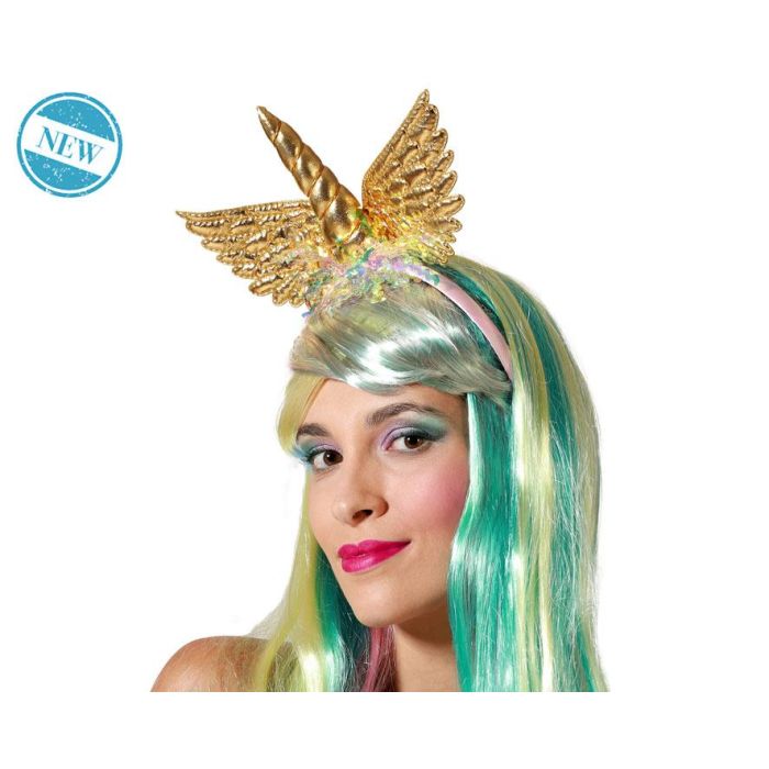 Diadema Unicornio Con Alas Dorado