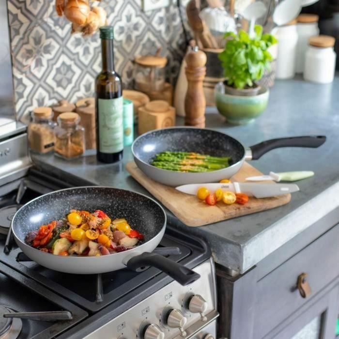 Livoo MEN124GR Juego de 2 Sartenes Efecto Piedra Gris 1