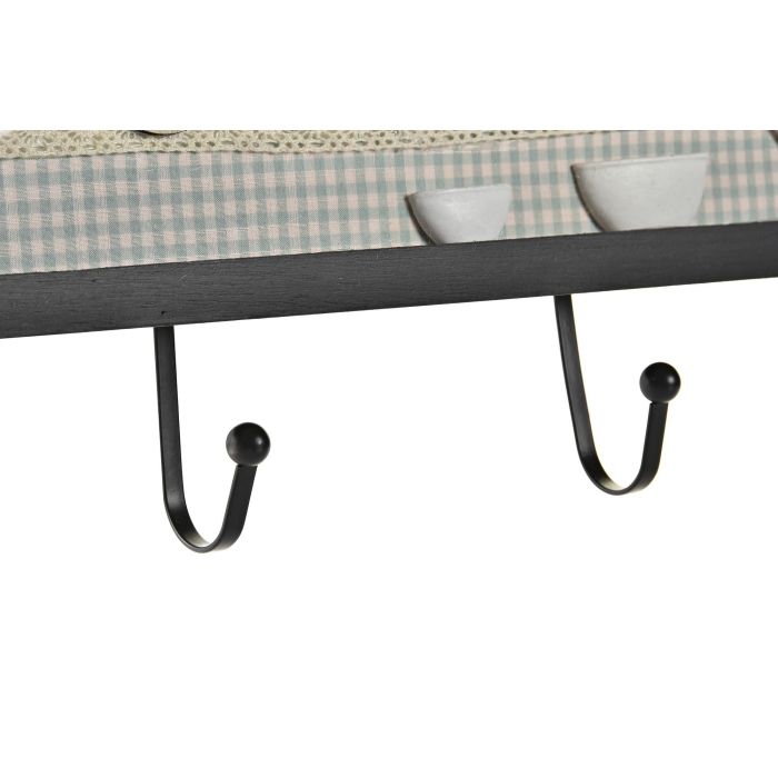 DKD Home Decor Perchero de Pared Shabby Verde, Marrón y Negro con patrón Cafe Vichy de MDF y Metal, 2 Unidades, 4x17x45 cm 1