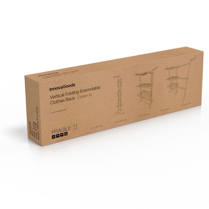 Tendedero Plegable Vertical Extensible con Ruedas Dolver XL InnovaGoods 30 Barras 1