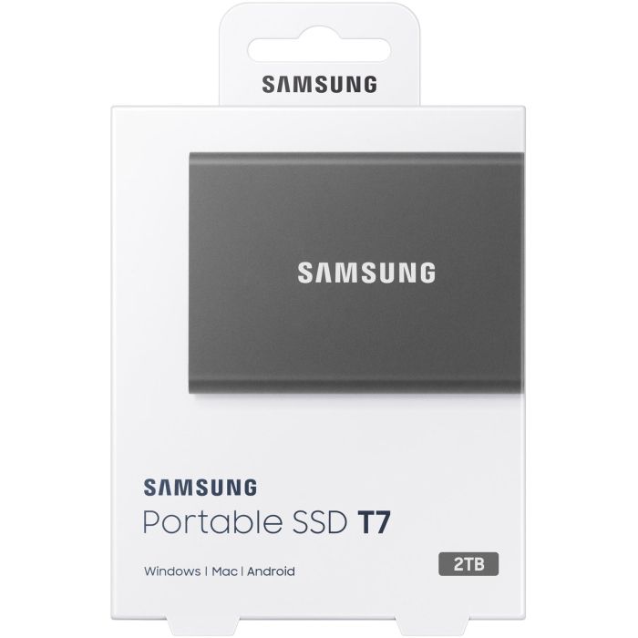 Samsung Portable SSD T7 2TB USB 3.2 Gen2 Tipo C Gris Titanio - NVMe, Lectura 1050MB/s, Escritura 1000MB/s, Aluminio 9