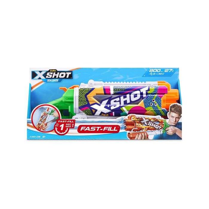 Pistola de agua x-shot skins pump action fast-fill, 49x18x6cm. - modelos surtidos