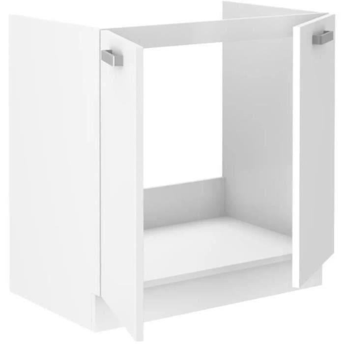 Mueble fregadero de 2 puertas ATLAS - L 80 x H 82 x P52 cm - Decoración blanca - Se vende sin encimera 1 Mueble fregadero de 2 puertas ATLAS - L 80 x H 82 x P52 cm - Decoración blanca - Se vende sin encimera 1
