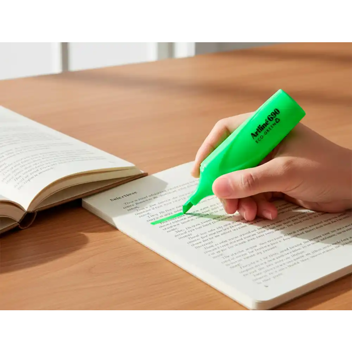 Artline EK-690 Rotulador Fluorescente Ecológico, Punta Biselada 1-4 mm, Verde 7