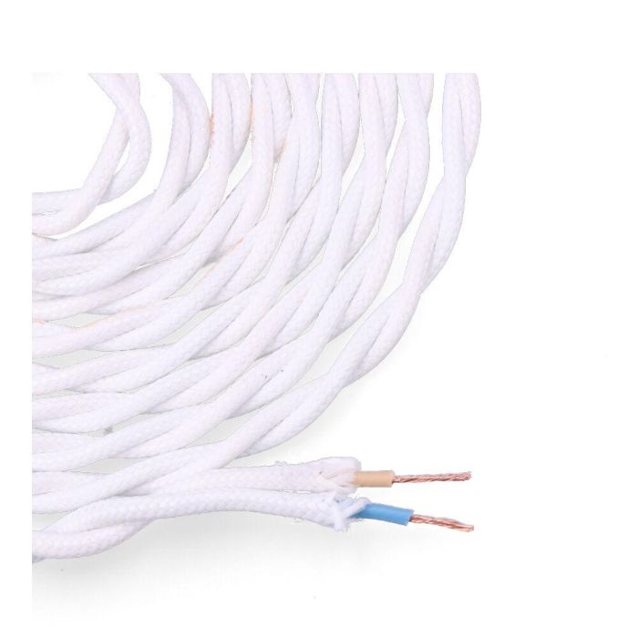 Edm H03VV-F Cable Textil Trenzado 2 x 0,75 mm² Blanco, 5 Metros 1