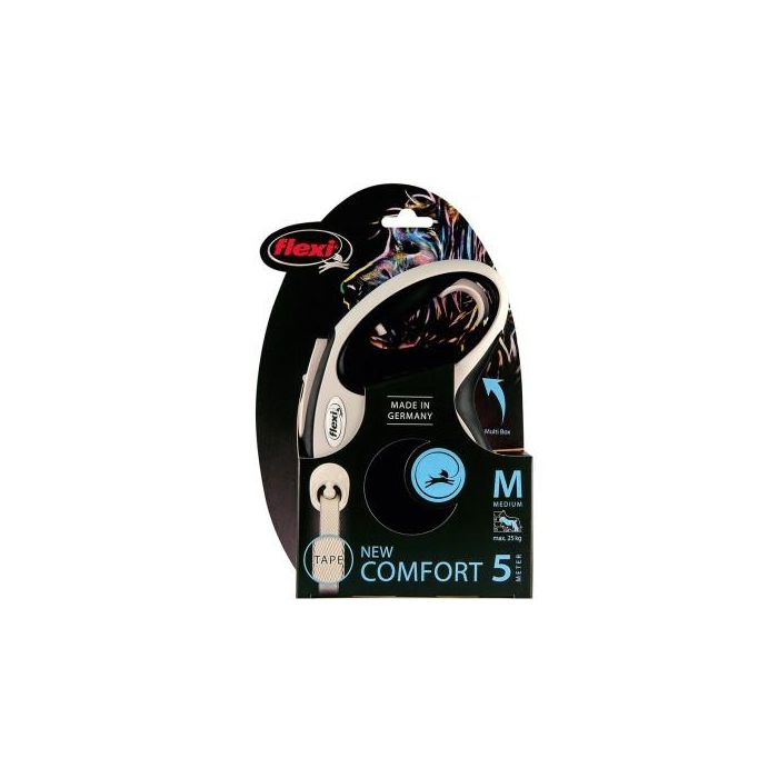 Flexi Cinta Negro 5M M 25 kg Correa para Perro