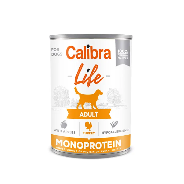 Calibra Dog Life Lata Adult Pavo Con Manzanas 6x400 gr