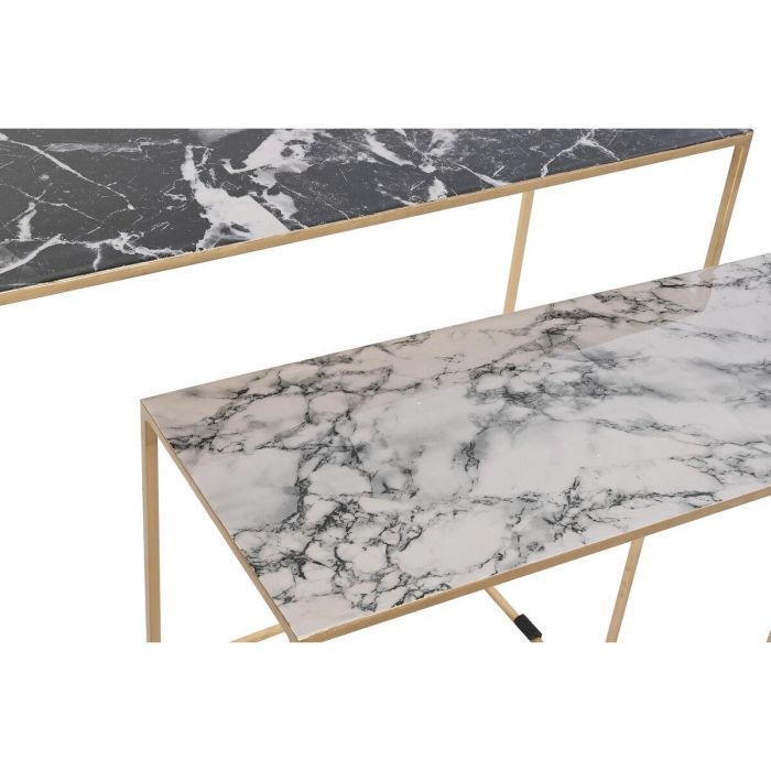 Juego de 2 mesas DKD Home Decor Blanco Negro Dorado 100 x 28 x 80 cm 1 Juego de 2 mesas DKD Home Decor Blanco Negro Dorado 100 x 28 x 80 cm 1