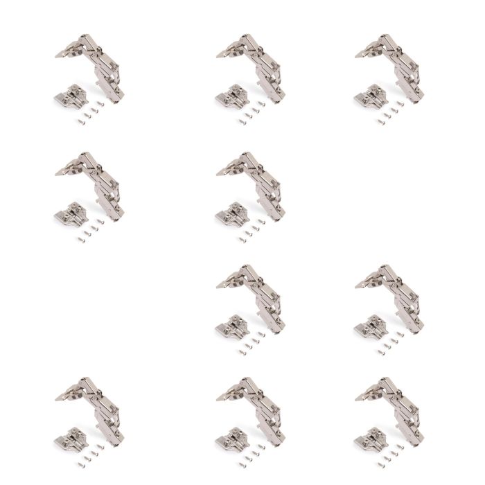 Emuca Lote de 10 bisagras codo X91 apertura 165 grados con cierre suave y suplementos Euro, Altura 0, Acero, Niquelado 0 Emuca Lote de 10 bisagras codo X91 apertura 165 grados con cierre suave y suplementos Euro, Altura 0, Acero, Niquelado 0