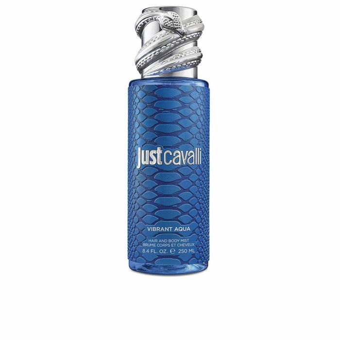 Roberto Cavalli MIST BLUE Body Mist Spray Hidratante para Piel y Cabello con Aceite de Argán, Aroma Vibrante, Suavidad y Brillo Mujer 250 ml