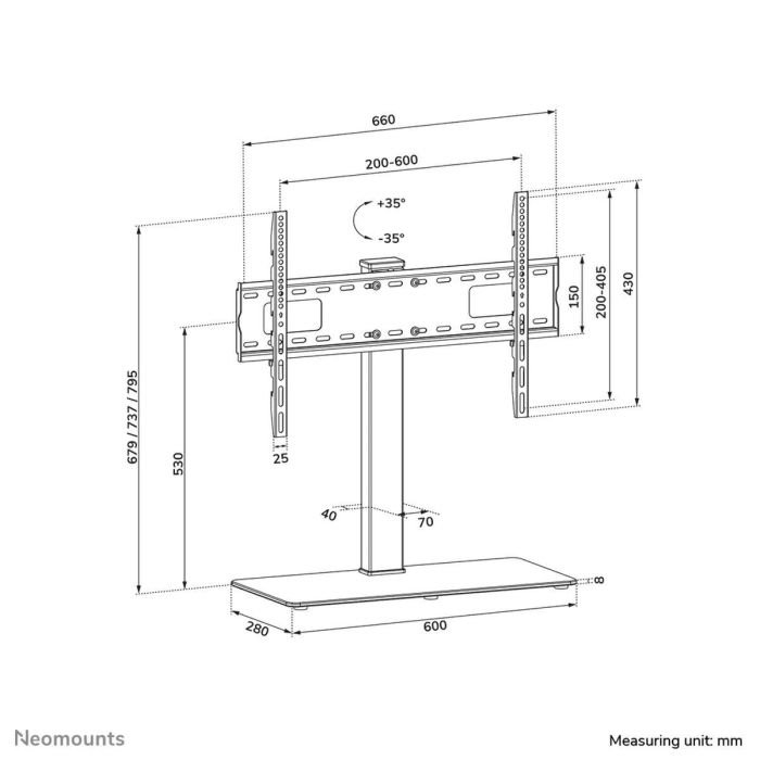 Soporte de Mesa para Pantalla Neomounts DS45-430BL16 70" 37" 6 Soporte de Mesa para Pantalla Neomounts DS45-430BL16 70" 37" 6