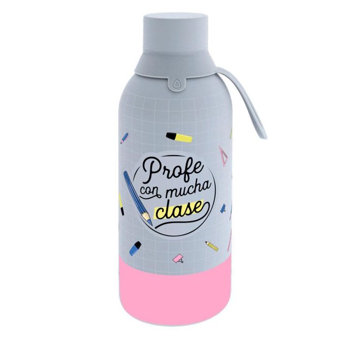AUREA Botella Térmica 'Profe con Mucha Clase' 500ml - Acero Inoxidable, 24h Frío / 12h Caliente, Libre BPA
