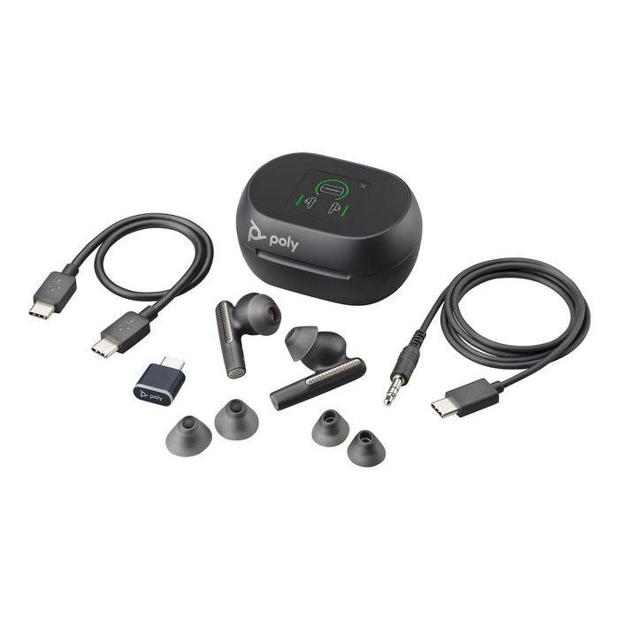 Poly Voyager Free 60+ UC Auriculares Inalámbricos Bluetooth 5.3 USB-C Negros con Estuche de Carga Táctil y ANC 7