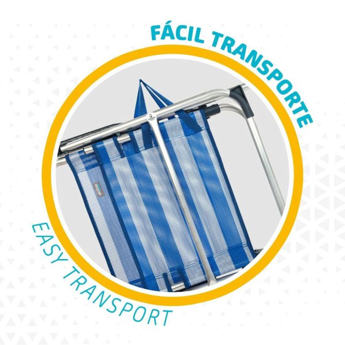 Silla de Playa Aktive Azul Blanco 48 x 88 x 50 cm Aluminio Plegable (4 Unidades) 3 Silla de Playa Aktive Azul Blanco 48 x 88 x 50 cm Aluminio Plegable (4 Unidades) 3