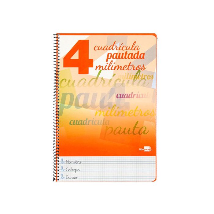 Cuaderno Espiral Liderpapel Folio Pautaguia Tapa Dura 80H 75 gr Cuadro Pautado 4 mmcon Margen Colores Surtidos 5 unidades 1