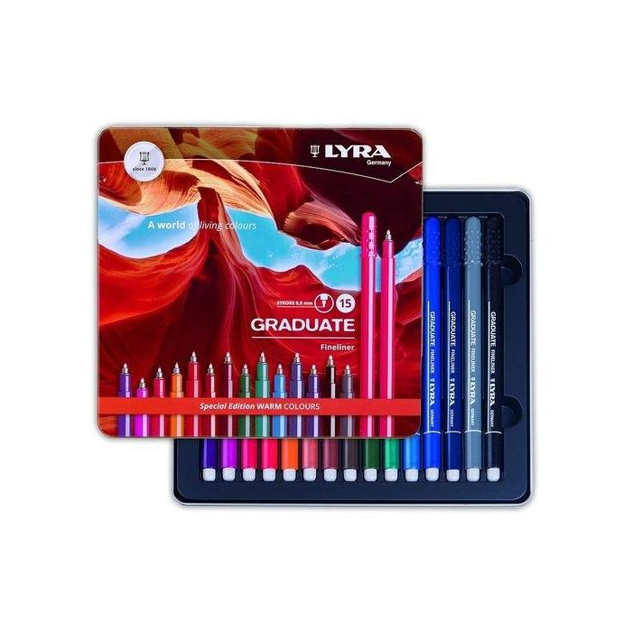 Rotulador Lyra Graduate Fineliner Colores Warm Estuche Metal De 15 (Set de 5)