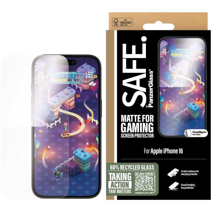 PanzerGlass SAFE. UWF Protector de Pantalla para iPhone 16 / 15 Ultra-Wide Fit Resistente a Rayones y Golpes Transparente 1