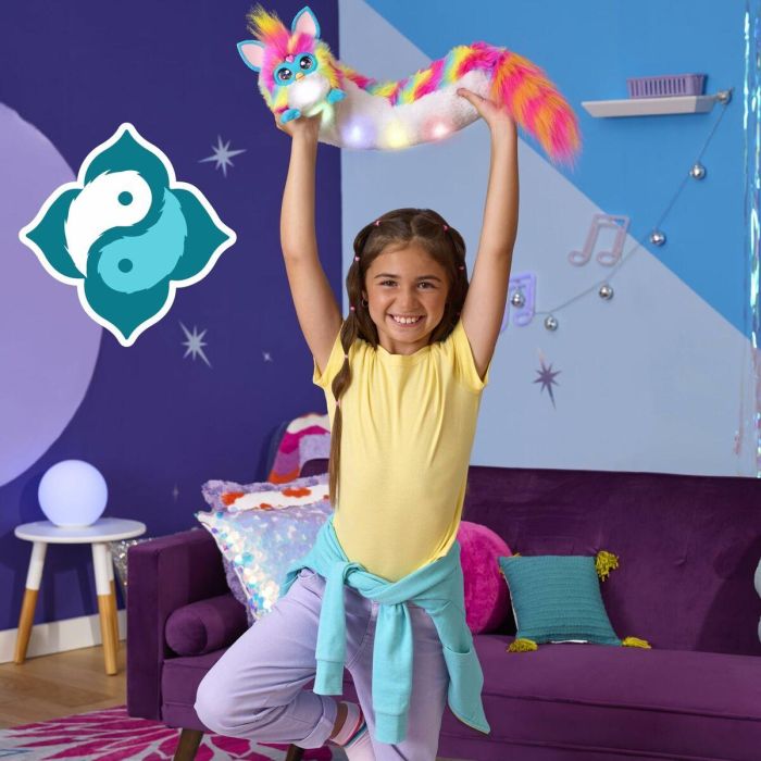 Hasbro HASG0668FA0 Furby DJ Furby Peluche Electrónico Interactivo Arcoíris Suave con Música, Luces, Movimientos y Juegos, Habla Francés y Pelaje 6