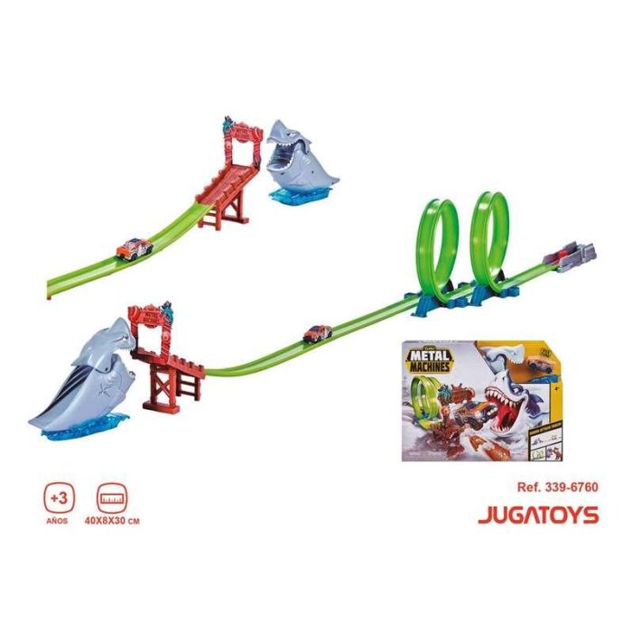 Pista metal machines tiburón, incluye 1 coche, 40x8x30cm 1 Pista metal machines tiburón, incluye 1 coche, 40x8x30cm 1
