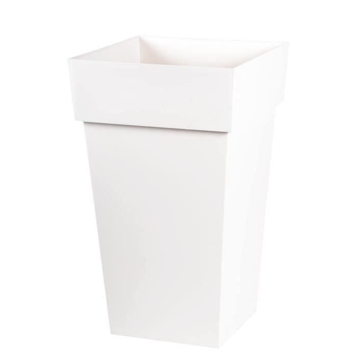 EDA Maceta Toscana cuadrada alta de polipropileno resistente, para exterior e interior, 39x39x65 cm, 62 litros, color Blanco 1 EDA Maceta Toscana cuadrada alta de polipropileno resistente, para exterior e interior, 39x39x65 cm, 62 litros, color Blanco 1