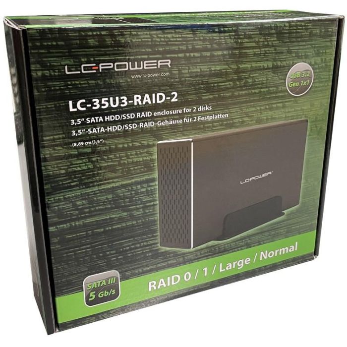 LC-Power Caja Disco Duro 3.5" LC-35U3-RAID-2 Negra Conexión USB 8