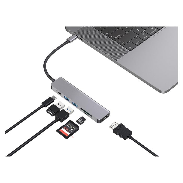 Conceptronic Hub USB-C a HDMI, 2xUSB-A 3.0, con Power Delivery 60W y Lector de Tarjetas SD/MicroSD 5 Conceptronic Hub USB-C a HDMI, 2xUSB-A 3.0, con Power Delivery 60W y Lector de Tarjetas SD/MicroSD 5