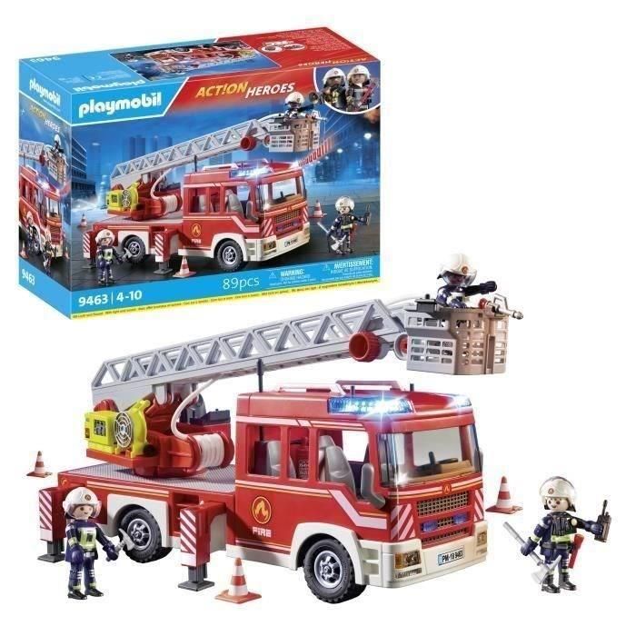Playmobil 9463 Camión de Bomberos con Escalera, luces y sonidos, cabina para 4 personajes, compatible con módulo RC y bomba de agua 9468, para niños +4 años 5 Playmobil 9463 Camión de Bomberos con Escalera, luces y sonidos, cabina para 4 personajes, compatible con módulo RC y bomba de agua 9468, para niños +4 años 5
