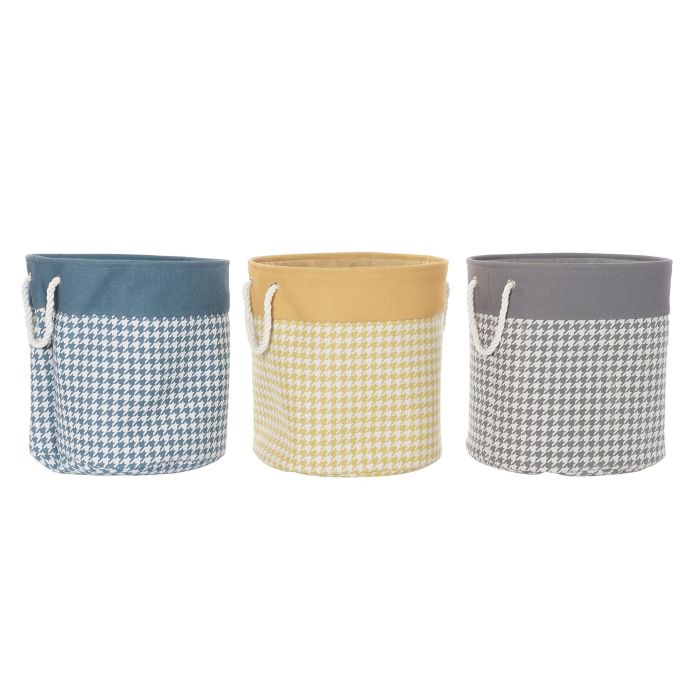 Cesta Ropa Basicos DKD Home Decor Gris Amarillo 45 x 45 x 45 cm (3 Unidades) Cesta Ropa Basicos DKD Home Decor Gris Amarillo 45 x 45 x 45 cm (3 Unidades)