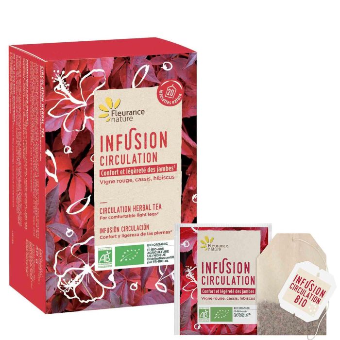 FLEURANCE NATURE Infusión Circulación Bio para Piernas Cansadas, 20 Bolsitas de Té de 1,5g