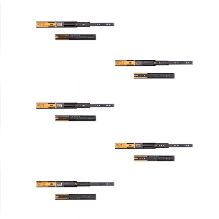 Emuca Lote de 5 juegos de guías para cajones, de bolas, altura 45mm, profundidad 300mm, extracción total, cierre suave, Negro 0 Emuca Lote de 5 juegos de guías para cajones, de bolas, altura 45mm, profundidad 300mm, extracción total, cierre suave, Negro 0