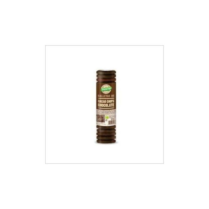 BIOCOP Galletas de Cacao BIO con Chips de Chocolate, 250g. Crujientes, con aceite de girasol, ideales desayuno o merienda.