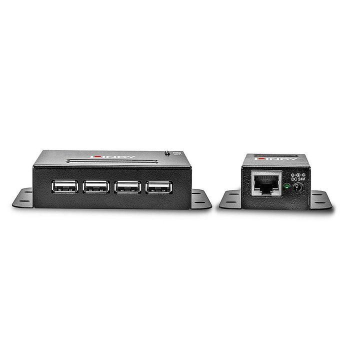 Lindy Extensor USB 2.0 de 4 Puertos, hasta 50m por Cable Cat.6/5e, con Alimentación por Cable (PoC) y Carcasa Metálica Industrial 2
