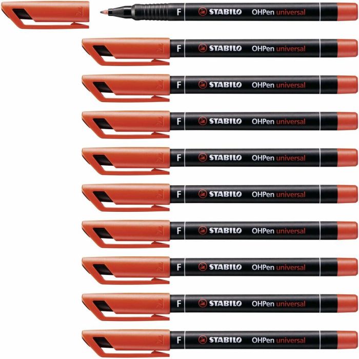 Rotulador permanente Stabilo OHPen Rojo 10 Piezas 1 Rotulador permanente Stabilo OHPen Rojo 10 Piezas 1