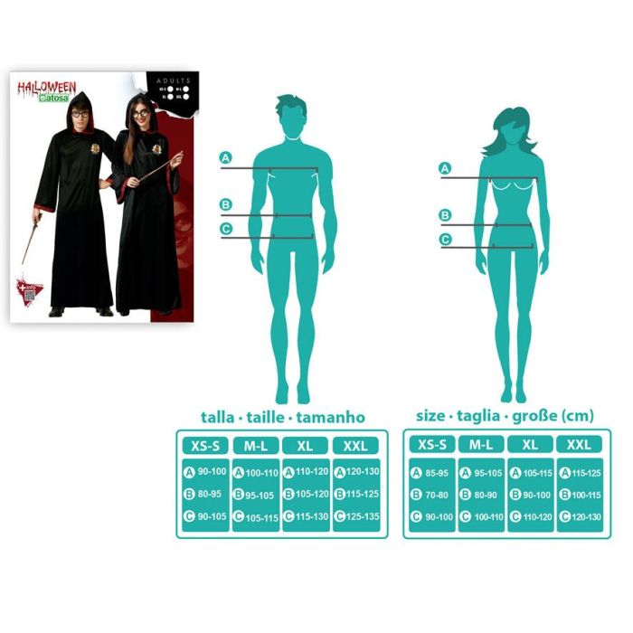 Disfraz Estudiante De Mago Túnica Con Capa Unisex Adulto M-L 3 Disfraz Estudiante De Mago Túnica Con Capa Unisex Adulto M-L 3