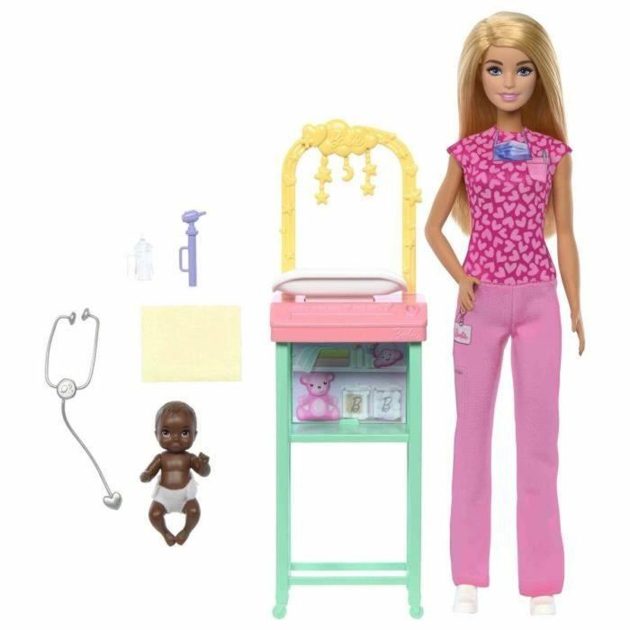 Barbie Set de Juego Pediatra con Bebé, Muebles y 4 Accesorios Médicos para Niños de 3 Años+ 3 Barbie Set de Juego Pediatra con Bebé, Muebles y 4 Accesorios Médicos para Niños de 3 Años+ 3