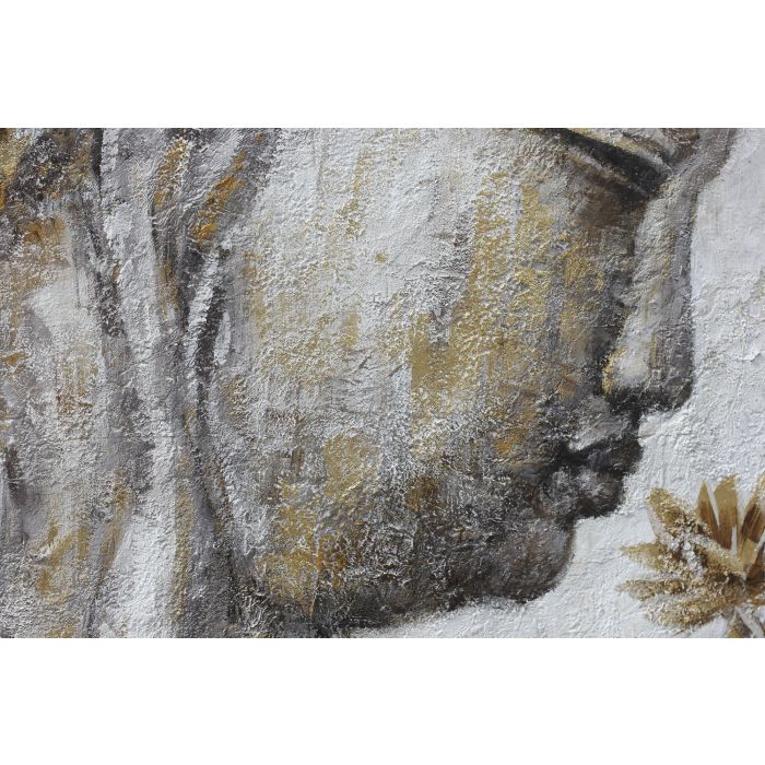 DKD Home Decor Cuadro Oriental Buda Pintado a Mano Lienzo Pino Gris 120x80x2.8 cm (2 Unidades) 2